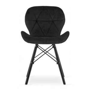 Черен велурен стол за хранене с дървени крака, Mercaton Lago Velvet - Стол за хранене