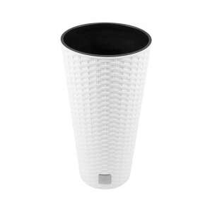Prosperplast Rato Tubus white rattan look round tall flower pot 15L - Flower Pot
