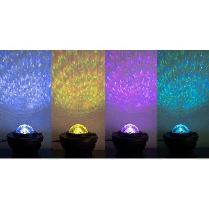 Night Light Projector with Music, LED, Remote Control, Bluetooth, USB Charging, Black, 17x13 cm, Isotrade