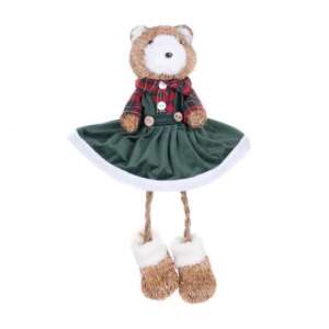 Christmas decoration, bear in green dress, 17x14x26 cm - Nonbrand Christmas Decoration