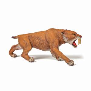 Papo Smilodon Figurine, realistic, detailed, hand-painted, prehistoric animal toy, saber-toothed cat, for kids, educational - Papo
