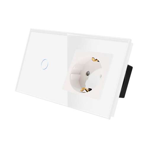 Luxion üveg érintőkapcsoló és konnektor, fehér, modern design