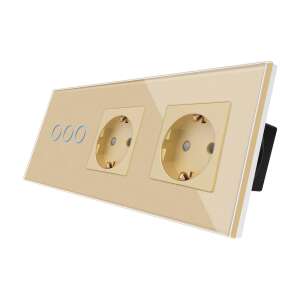 Hármas Érintőkapcsoló + Kettes Konnektor Üvegkerettel LUXION