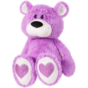 Purple plush teddy bear, Andry, 45cm, with glitter hearts on the paws - Nonbrand Plush Toy