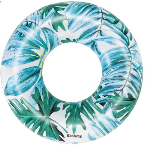 Bestway Tropical Palms inflatable swim ring, 119cm, blue and green