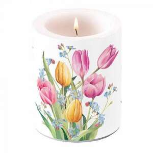 Tulipános átvilágítós gyertya - 10x10 cm -Tulips Bouquet 59211205 