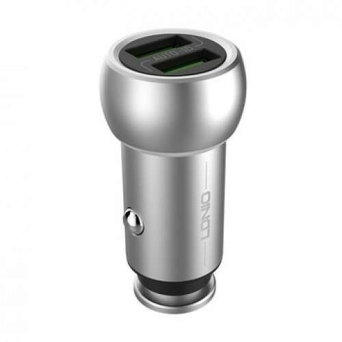 LDNIO C-401 autós USB töltő, 2xUSB csatlakozóval, Quick Charge 3.0 technológiával, ezüst