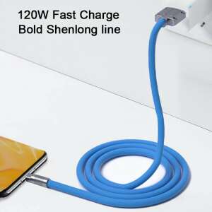 JKX liquid silicone charging cable plugged into a wall outlet, charging a phone - OEM
