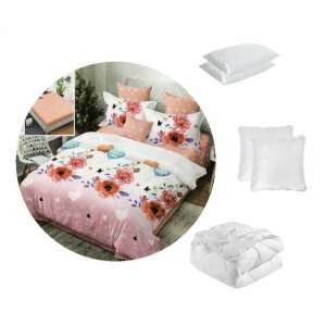 SALE PACKAGE: 1 pc extra fine bedding set with 6 pcs sheets, elastic, Love Flower + 1 pc 200×220 duvet + 2 pcs 50x70 pillows + 2 pcs 70x70 pillows