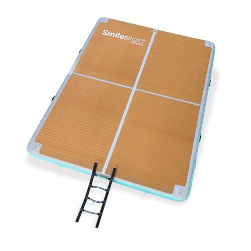 SmileSPORT by Pepita aufblasbare Luftplattform mit Leiter, 4x3m, schwimmende Plattform zum Schwimmen, Sonnenbaden und Wassersport