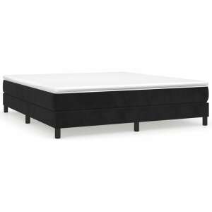 Fekete bársony rugós ágy matraccal 160x200 cm 59223060 