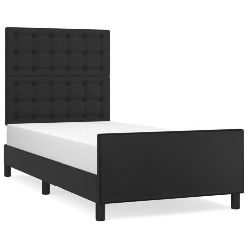 VIDAXL - Fekete Műbőr Ágykeret Fejtámlával - 80x200 cm 172341002 - Hálószoba bútor