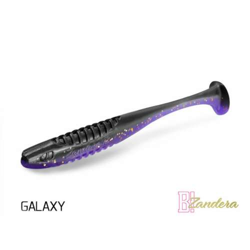 Delphin ZANDERA UVs 5db gumihal 12cm GALAXY puha csalétek, fekete lila és arany csillogással - Gumicsali és twister