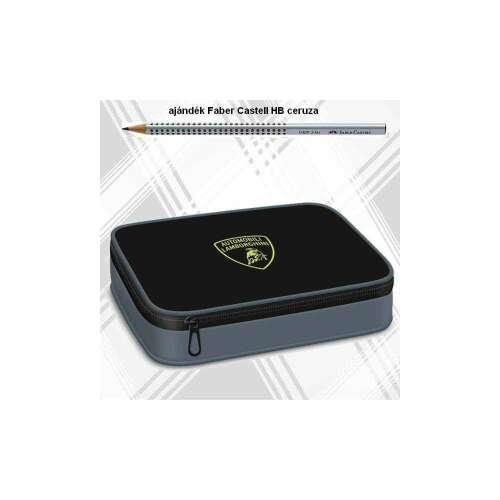 Ars Una Lamborghini multi-level pencil case, black with grey zipper