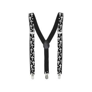 Fekete nadrágtartó fehér kereszt mintával - Widmann