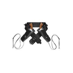 SCHWARZER DOPPELTER WESTERNPISTOLENHALTER aus Kunstleder 98164020 - Modă și îmbrăcăminte