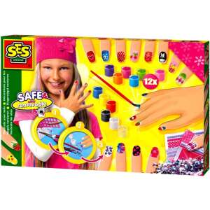 SES Creative Sicher & Entfernbarer Nagelkunst-Set, 12 Farben, Nagellack, Aufkleber, Glitzer, Anleitung - SES Creative
