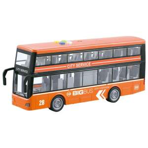 Oranžová dvojposchodová autobusová hračka so svetlami a zvukmi, WenYi Big Bus City Service - Autá a vozidlá