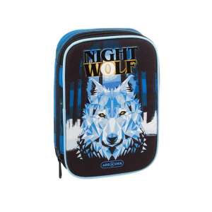Ars Una Nightwolf Mehrstöckiger Stiftetui, Blau und Schwarzes Wolf Design - Ars Una Federmappen