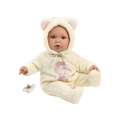 Llorens Julia baby doll 42cm in bear sleeper with pacifier