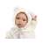 Llorens Julia baby doll 42cm in bear sleeper with pacifier, close-up