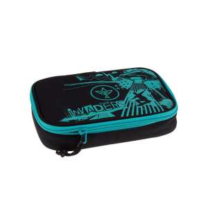 Ars Una Invaders mehrstöckiger Stiftehalter, schwarz mit türkisfarbenem Design - Ars Una Federmappen