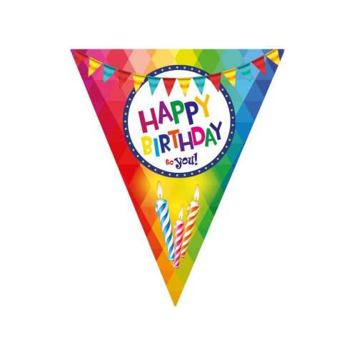 Banner Happy Birthday, 5 metrov dlhý, farebné trojuholníkové vlajky s nápisom Happy Birthday to you, dekorácia na narodeninovú párty