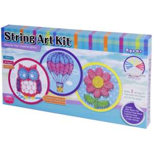 String Art Kit, create 3 colorful string art pictures, owl, hot air balloon, flower, for ages 6+ - Creative Toy