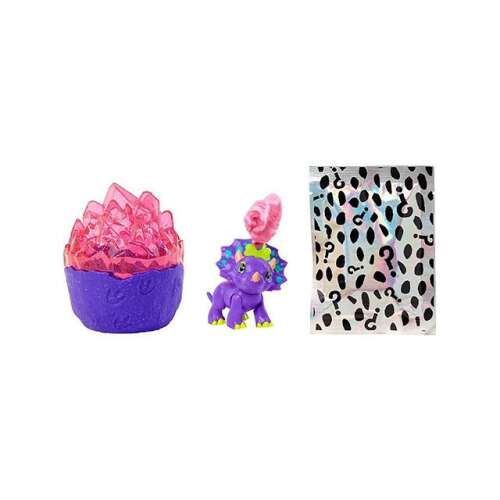 Cave Club Überraschung Dinosaurier im Kristall, lila Dinosaurier mit rosa Haaren, Mattel