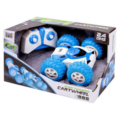 Stunt Two-Sided Cartwheel remote control car, blue and white, 2.4 GHz