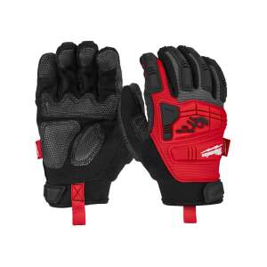 Milwaukee Impact Demolition Handschuhe, rote und schwarze Arbeitshandschuhe mit Stoßschutz, Größe M/8, 1 Paar - Arbeitshandschuhe