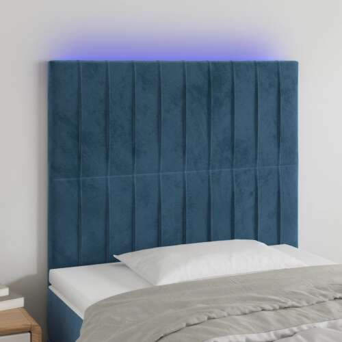 vidaXL sötétkék bársony fejtámla LED-es világítással, 90x5x118/128 cm - Ágytámla
