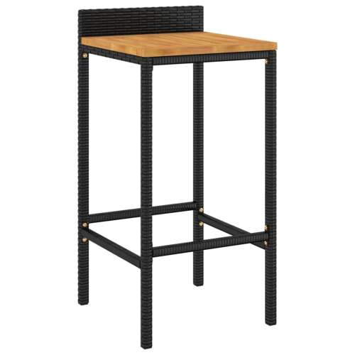 VidaXL Bárszék - 4 db - Fekete Polyrattan - Akácfa
