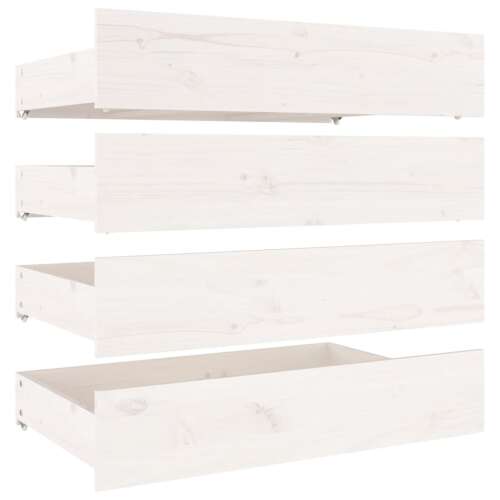 vidaXL Ágyneműtartó Fiók - 4 db - Fehér - Fenyőfa