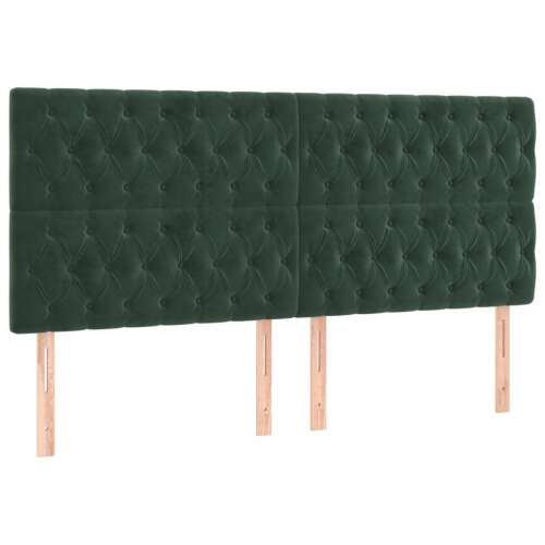 vidaXL Bársony Fejtámla - Sötétzöld - 4 db - 100x7x78/88 cm