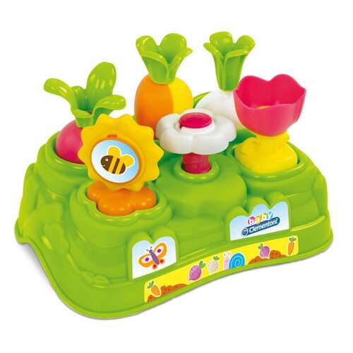 Clementoni Baby Garden jucărie de sortare a formelor, o grădină verde cu legume și flori colorate, pe care bebelușii le pot sorta și juca