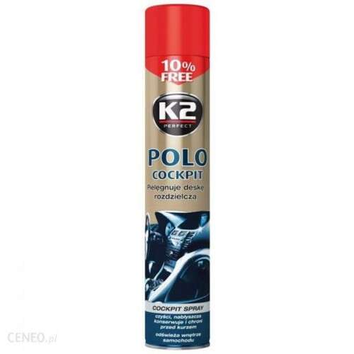 K2 PERFECT POLO műszerfalápoló spray, 750ml, eper illattal, tisztítja és védi a műszerfalat