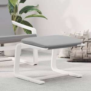 vidaXL taburetă din stofă gri deschis, cadru alb, design modern, șezut confortabil - Otomane și suporturi pentru picioare
