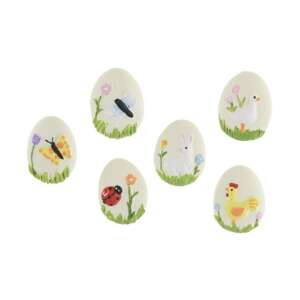 6 darabos húsvéti tojás dekoráció, mindegyik más mintával, beleértve a pillangót, a katicabogarat, a nyuszit, a csirkét, a kacsát és egy madarat - Nonbrand Karácsonyi dekoráció