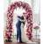 GardLov 240x140x38cm black metal garden arch, decorated with pink and white flowers, wedding ceremony