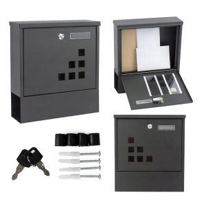 ModernHome antracit acél postaláda újságtartóval, kulcsokkal és szerelési anyagokkal - ModernHOME