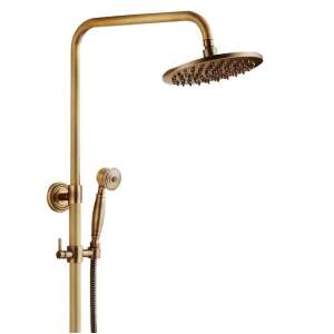 TRENDY S three-function shower column, antique bronze, with overhead shower and handheld shower - Shower set