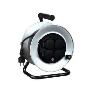 Fém kültéri kábeldob 4 aljzattal, 50m kábel, túlterhelés elleni védelem, fekete és ezüst - Home by Somogyi