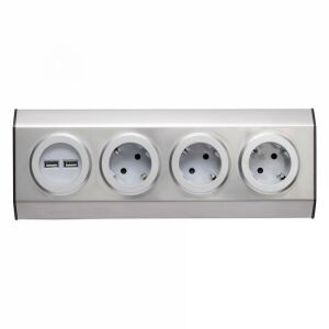 Szerelhető konyhai elosztó 3 aljzattal és 2 USB porttal - Home by Somogyi