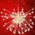 Micro LED firework decoration with warm white lights on red background