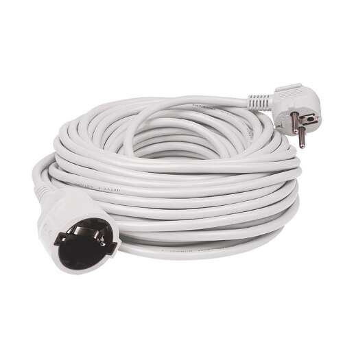 White 3 meter extension cord with grounded plug and angled socket