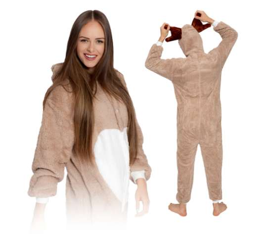 Felnőtt plüss Kigurumi overál - Szarvas #barna