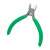 SMA side cutting pliers 1PK-037S, 110mm, green handles, steel, hardened and tempered cutting edge, serrated PVC grip, for cutting, stripping, hard steel, soft steel, copper