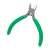 SMA side cutting pliers 1PK-037S, 110mm, green handles, steel, hardened and tempered cutting edge, serrated PVC grip, for cutting, stripping, hard steel, soft steel, copper