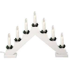 White wooden candle pyramid with 7 warm white LED lights, perfect for Christmas decoration - Christmas Decoration